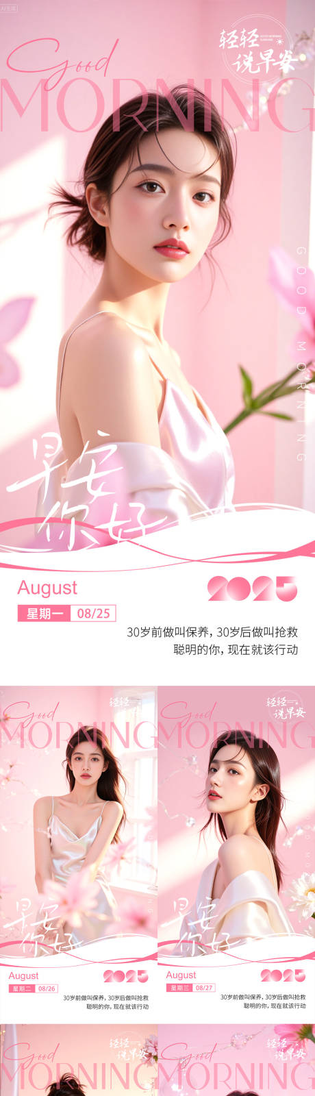 源文件下載【享設計】搜索編號：12930032618754263【醫美粉色系列早安海報】