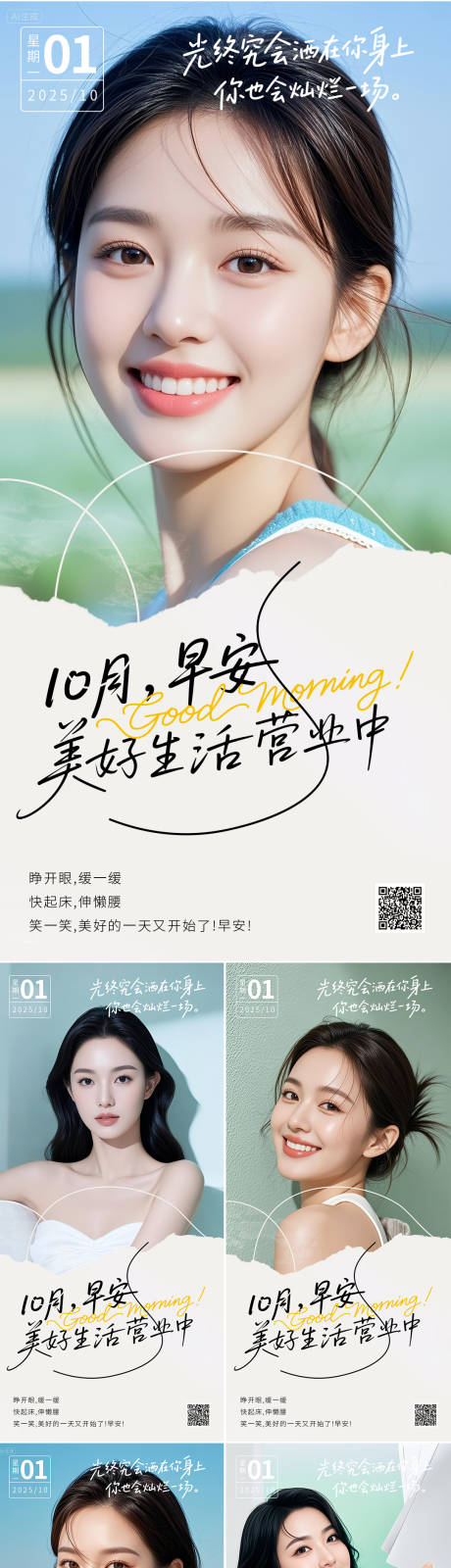 源文件下载【享设计】搜索编号：92450032495755447【医美早安人物系列海报】