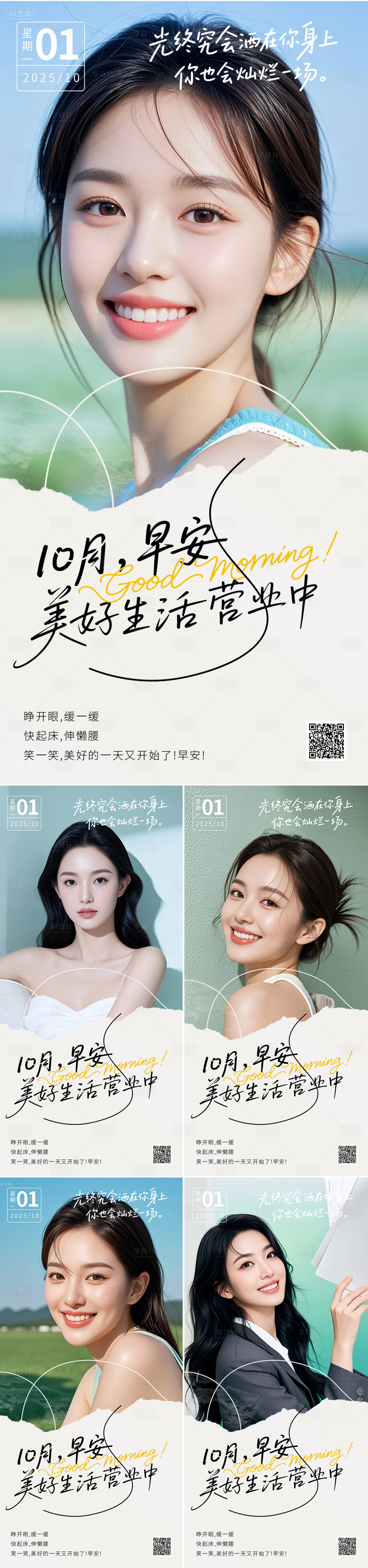 源文件下载【享设计】搜索编号：92450032495755447【医美早安人物系列海报】