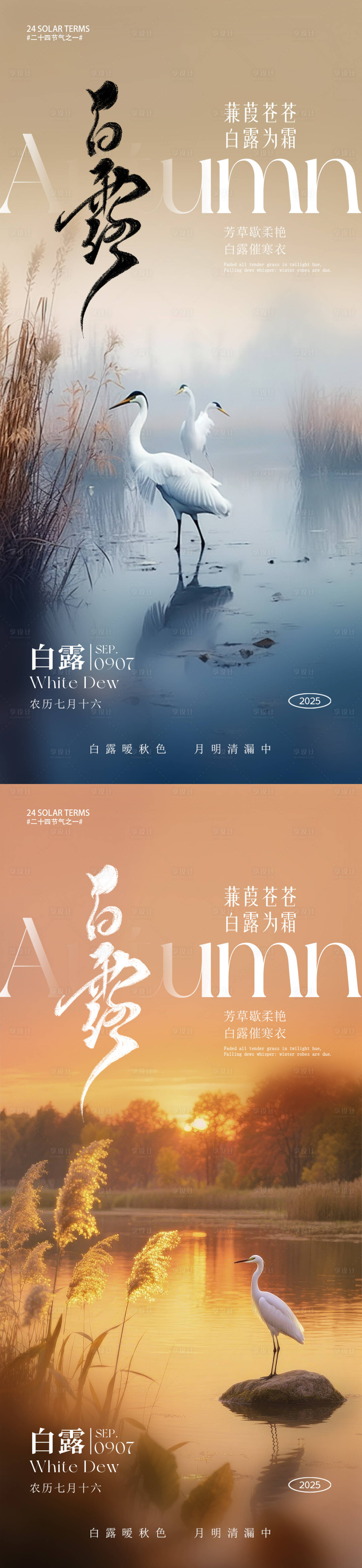 源文件下载【享设计】搜索编号：22810032814922443【白露节气系列海报】