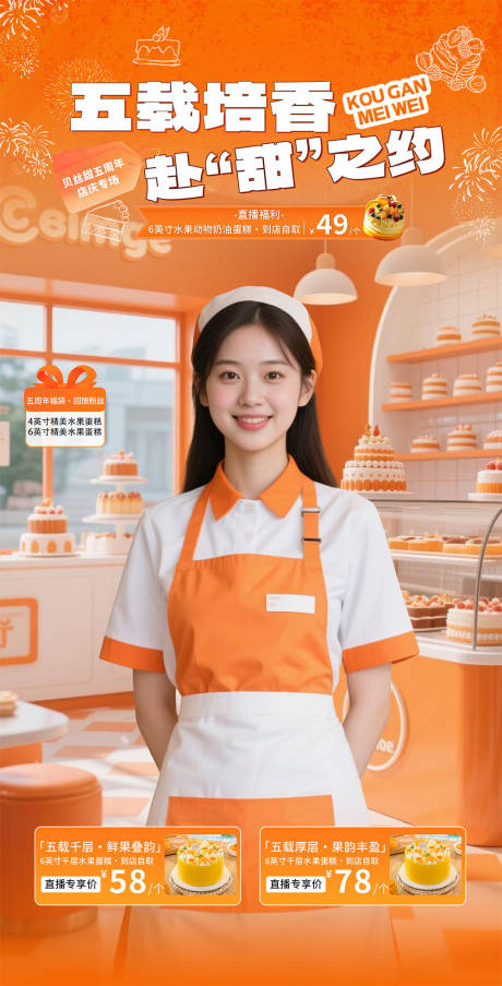 源文件下載【享設(shè)計(jì)】搜索編號(hào)：52450033046285436【橙色餐飲蛋糕面包直播間貼片】