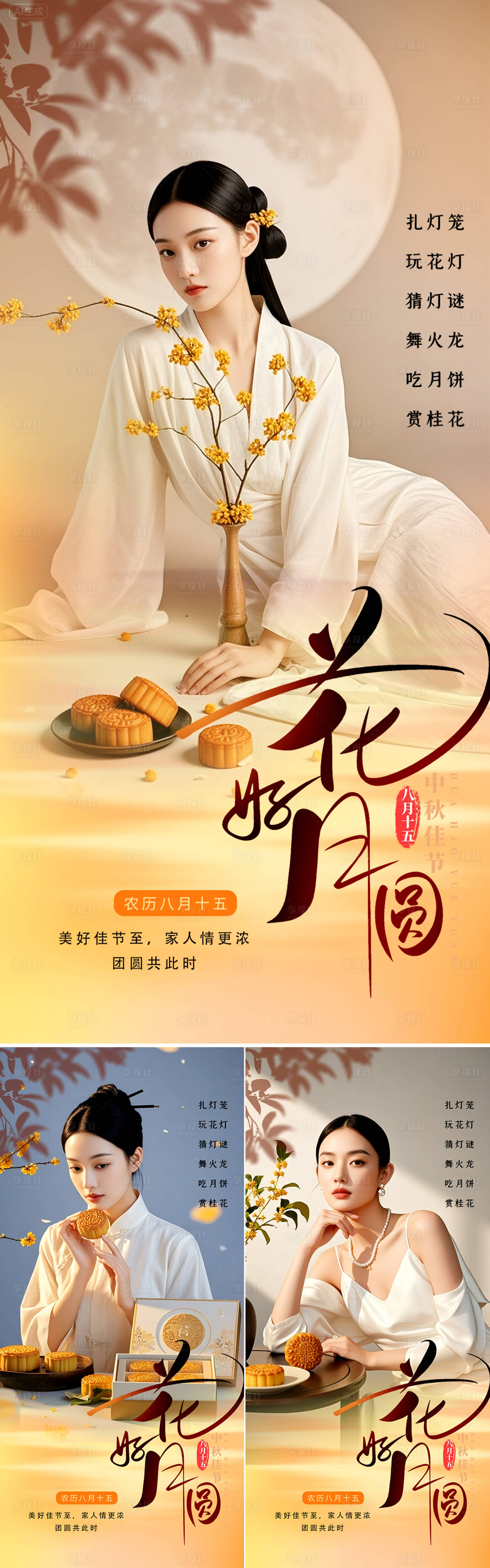 源文件下载【享设计】搜索编号：58400032922168005【中秋节系列海报】
