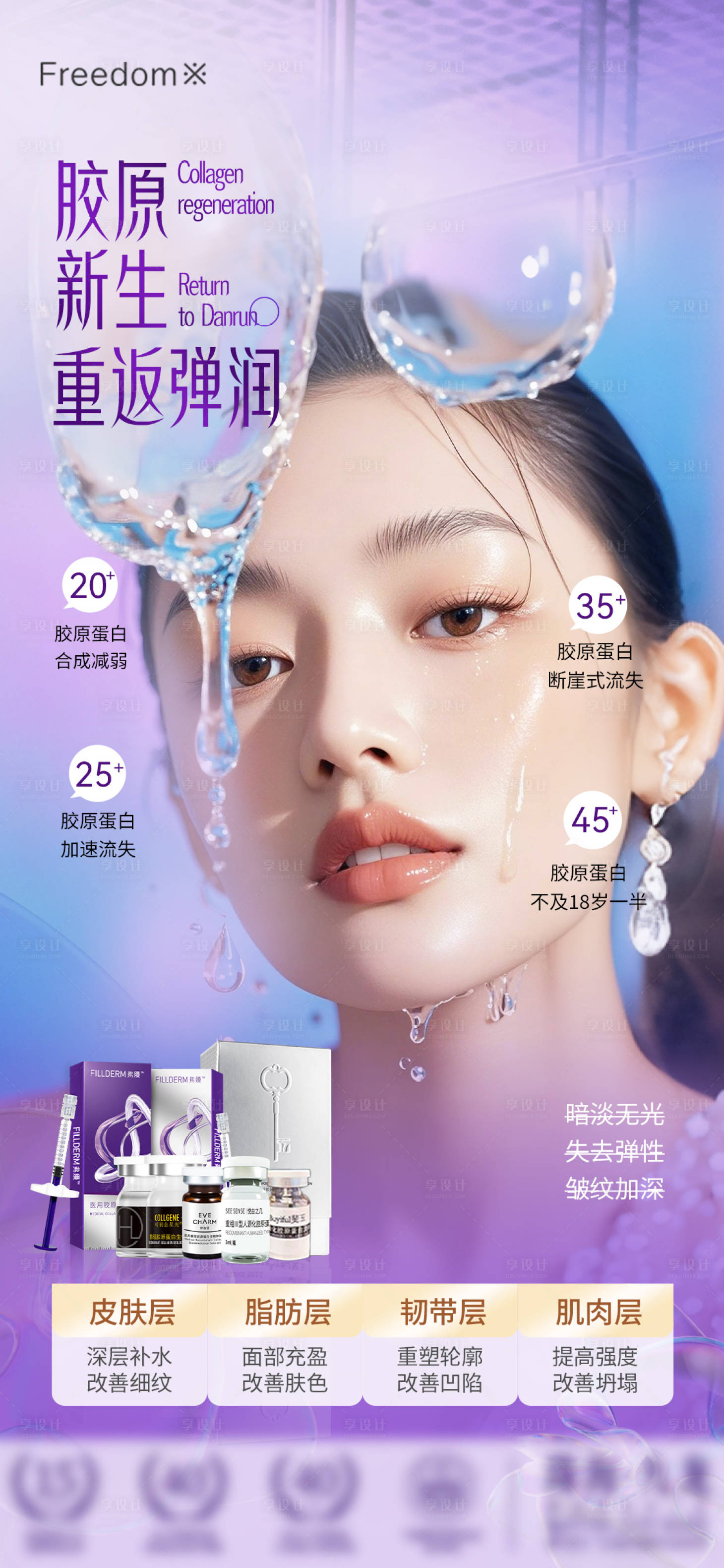 源文件下载【享设计】搜索编号：56020032860385964【医美再生胶原海报】