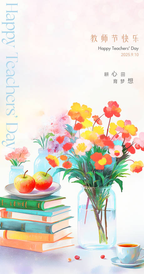 源文件下载【享设计】搜索编号：37150032851071480【教师节海报鲜花】