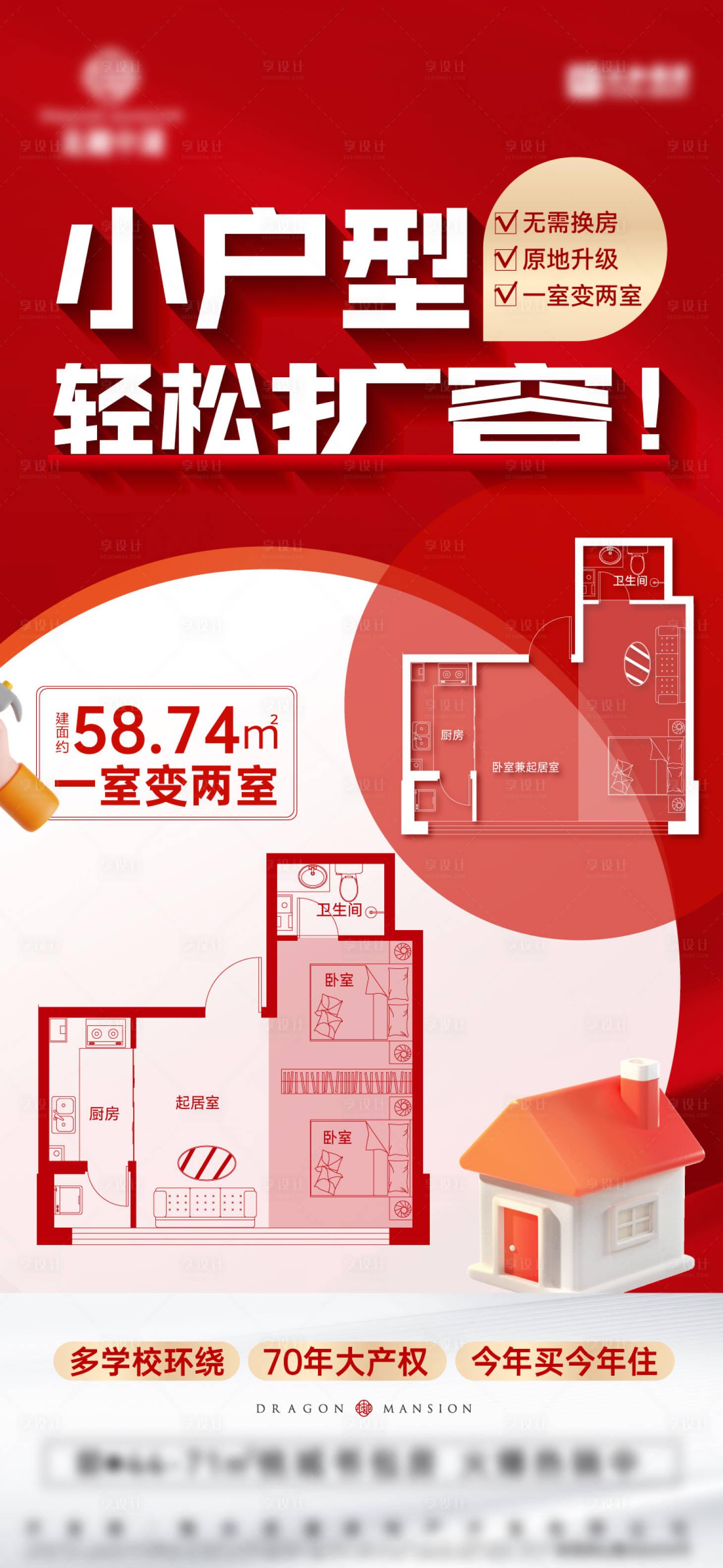 源文件下载【享设计】搜索编号：42080033127661764【地产红色户型政策海报】