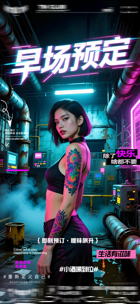 源文件下载【享设计】搜索编号：33930033177408137【酒吧转场爆满日常邀约海报】