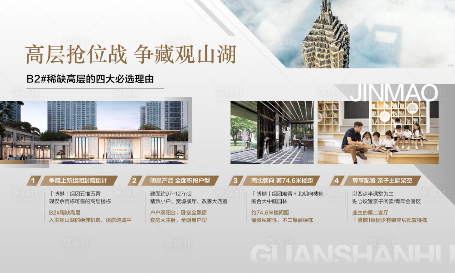 源文件下载【享设计】搜索编号：43850032898723109【观山湖4大价值必买理由展板】