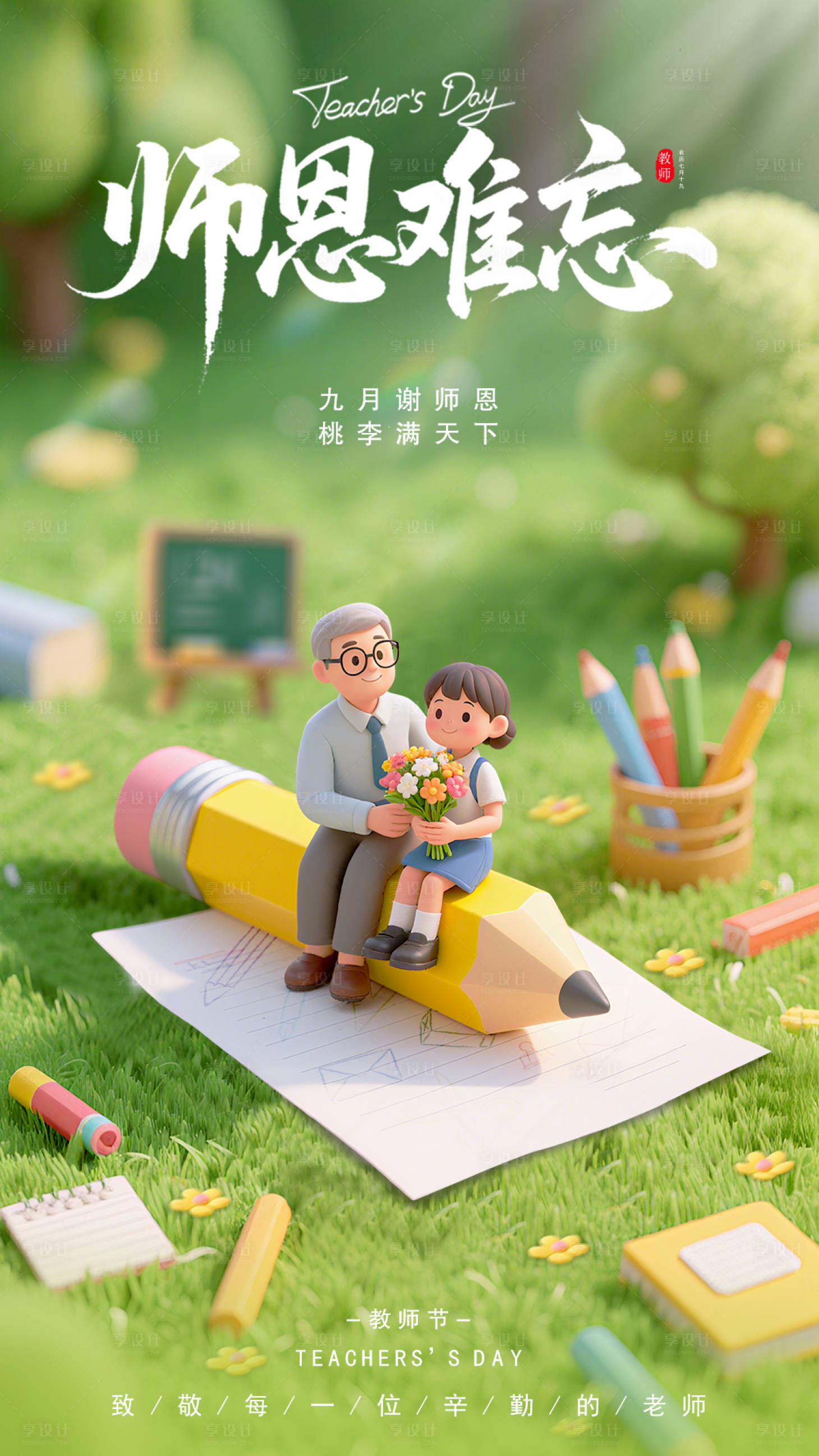 源文件下载【享设计】搜索编号：61330032905099967【教师节海报】