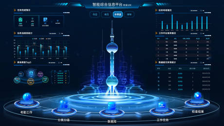 源文件下载【享设计】搜索编号：21000033313853758【蓝色数据类大屏页面】
