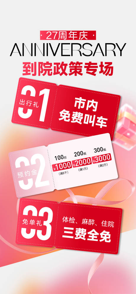 源文件下载【享设计】搜索编号：83820032947064779【医美周年庆新客到院礼海报】