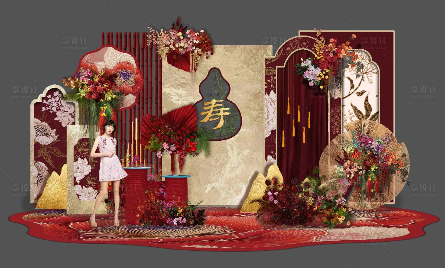 源文件下載【享設(shè)計(jì)】搜索編號(hào)：34540033050622734【新中式花藝留影區(qū)壽宴寶寶宴婚禮訂婚儀】