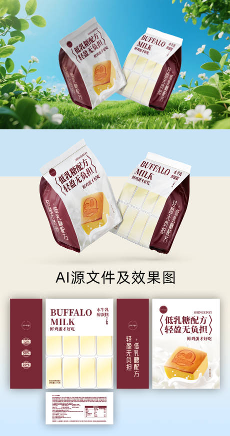 源文件下載【享設計】搜索編號：75830033123827468【水牛乳包裝袋設計】