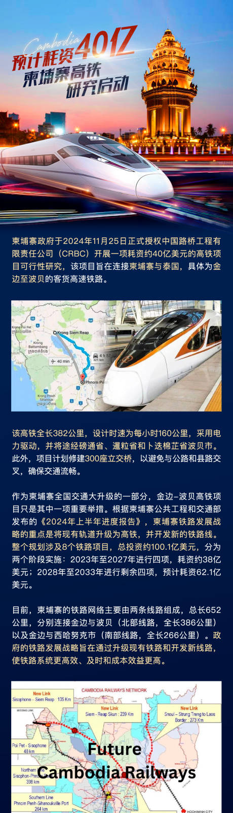 源文件下載【享設計】搜索編號：78690033162275137【柬埔寨高鐵研究啟動資訊長圖】