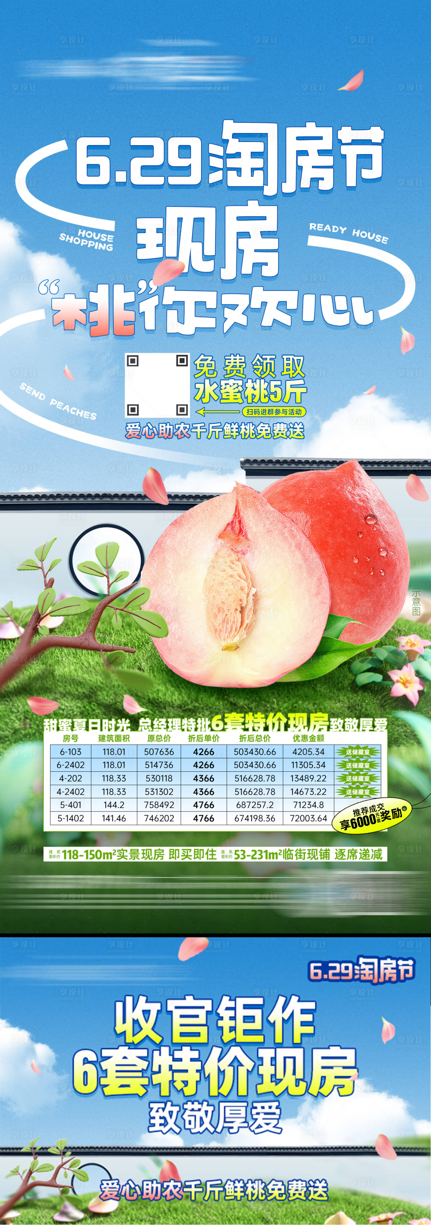 源文件下载【享设计】搜索编号：17040032957916082【江南风水蜜桃助农活动微信海报】