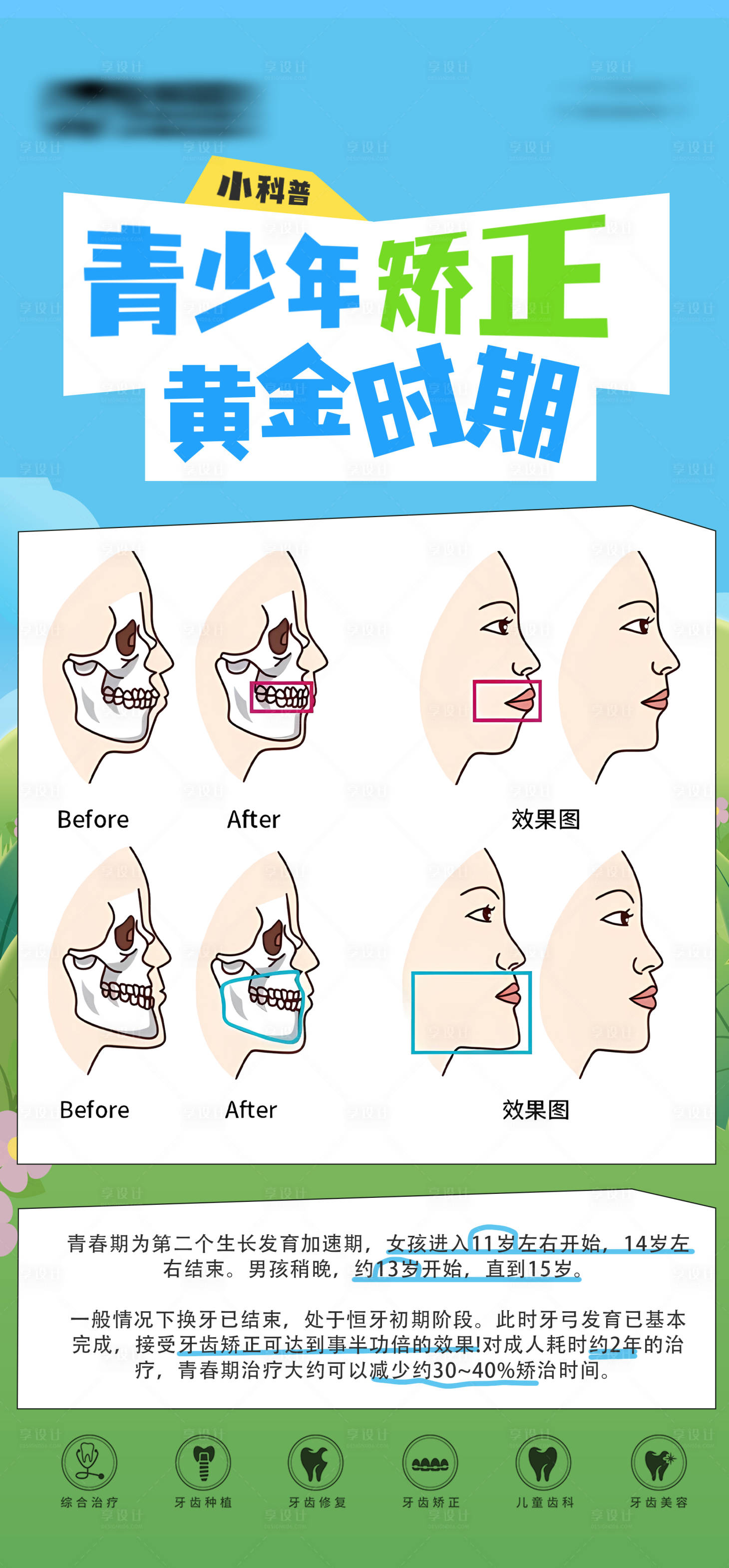 源文件下载【享设计】搜索编号：82360033190227893【牙齿矫正黄金时期科普】