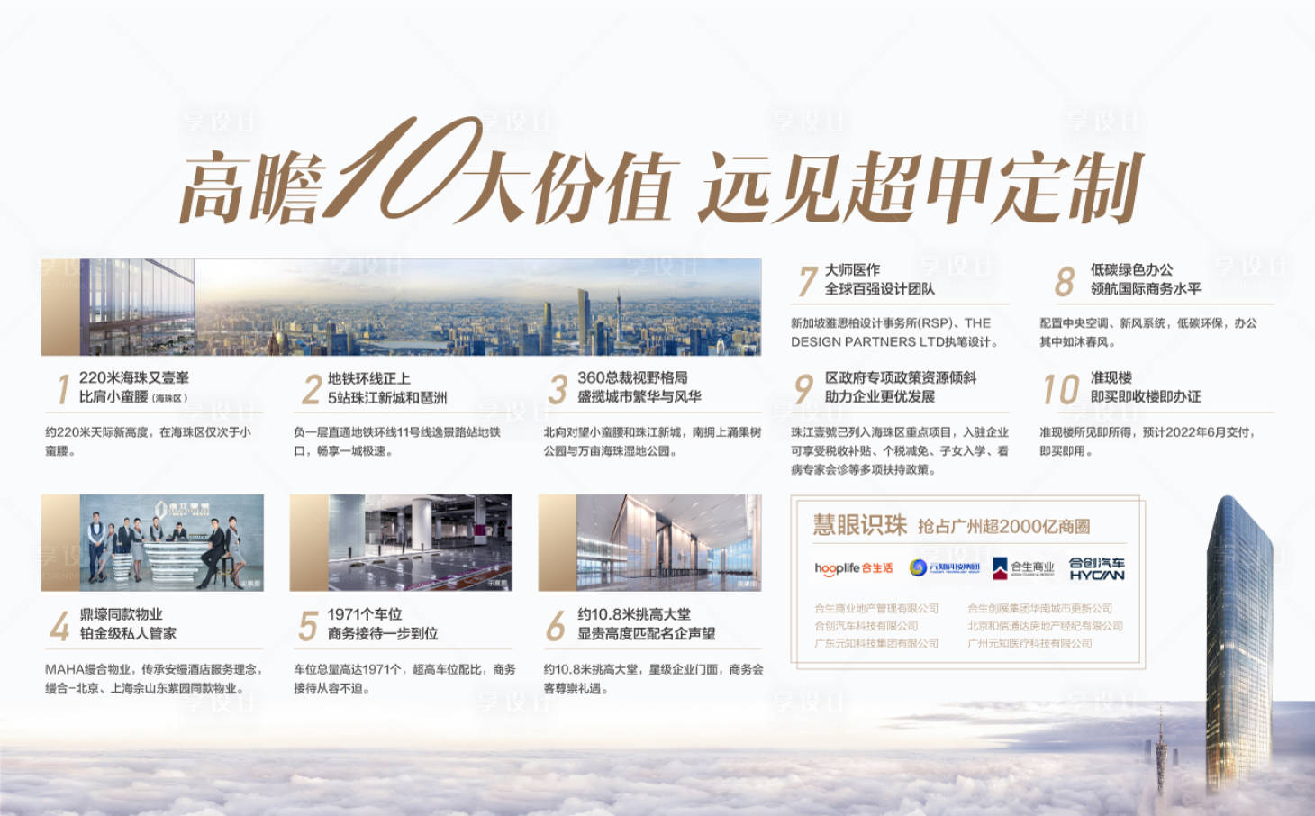 源文件下载【享设计】搜索编号：62400032898074603【高瞻远瞩10大价值卖点地产展板】