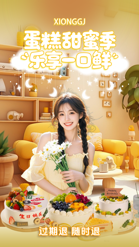 源文件下载【享设计】搜索编号：52390033190031431【面包烘焙直播间贴片设计海报】