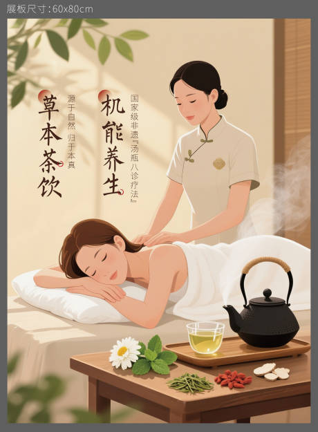 源文件下载【享设计】搜索编号：41520032884001234【养生疗法推拿移动端海报】