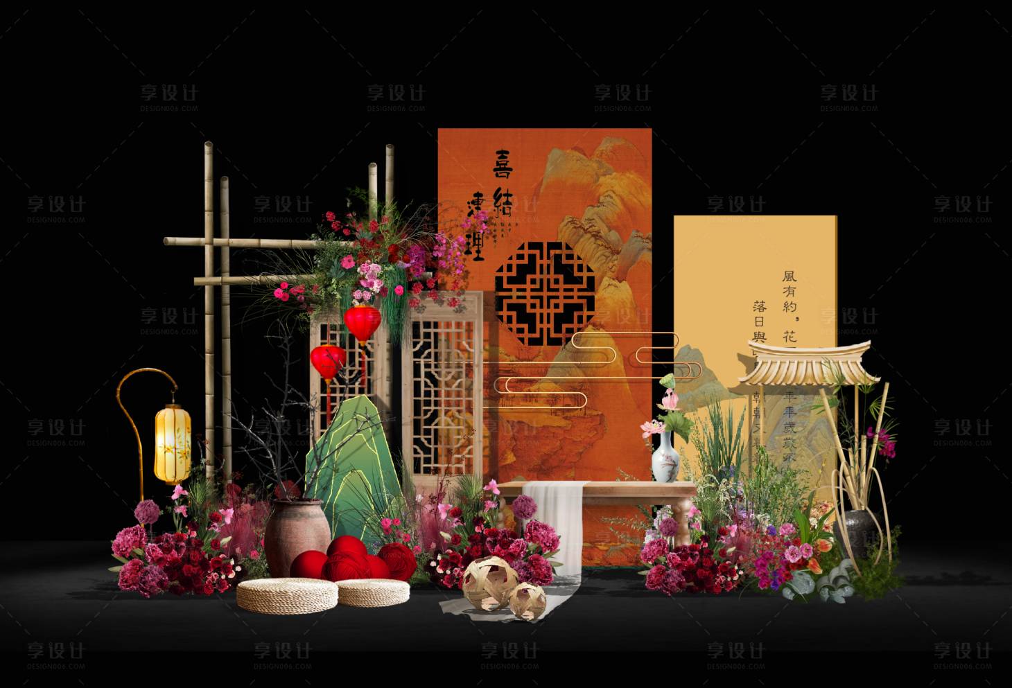 源文件下载【享设计】搜索编号：25910033135338191【中式婚礼效果图美陈】