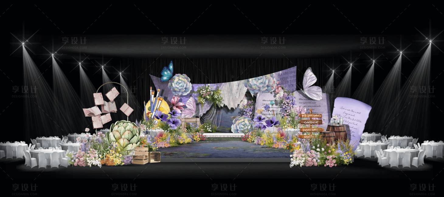 源文件下载【享设计】搜索编号：98240033135432832【紫色油画莫奈美陈】