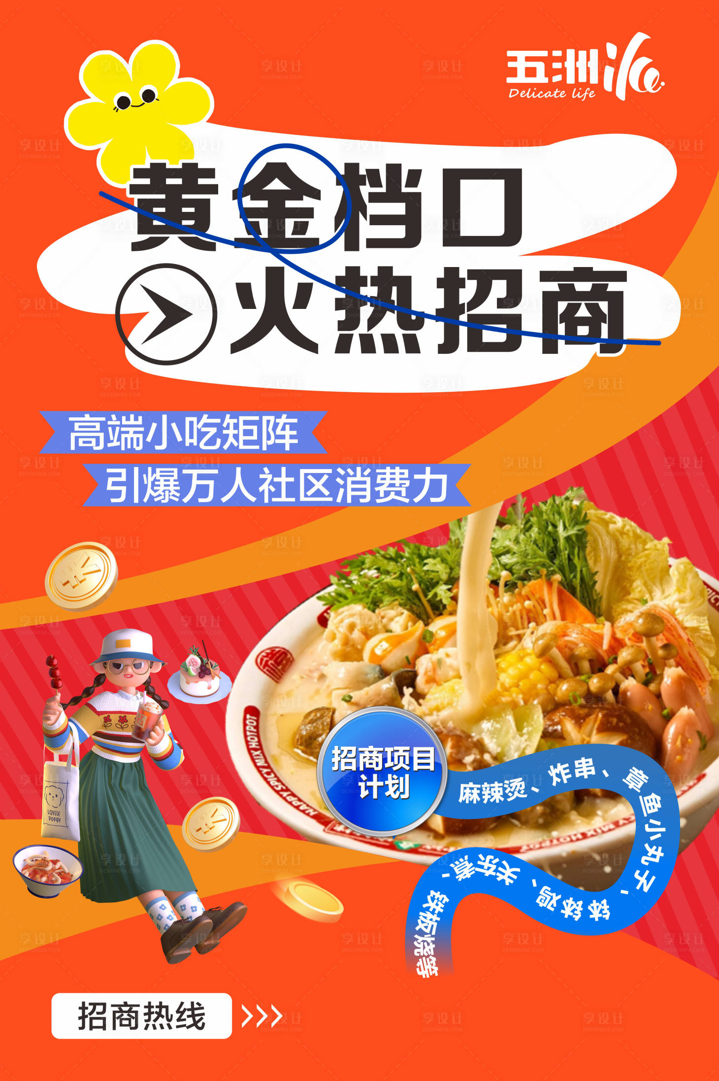 源文件下载【享设计】搜索编号：37050033074825023【黄金档口招商海报】