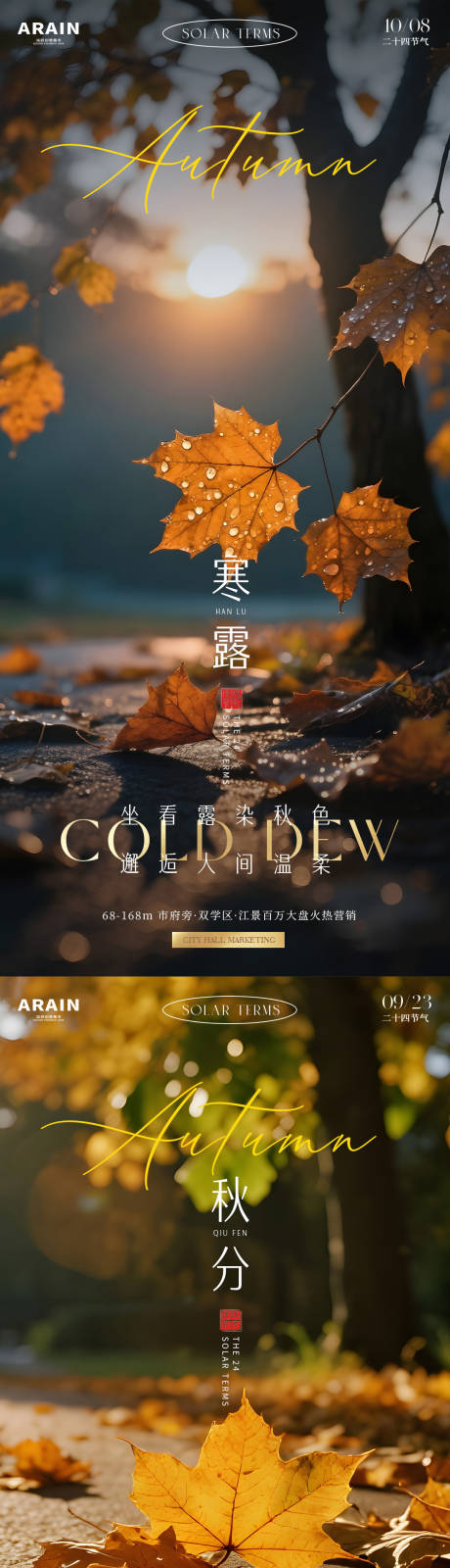源文件下載【享設計】搜索編號：96740033061495328【秋分寒露落葉風景攝影海報】