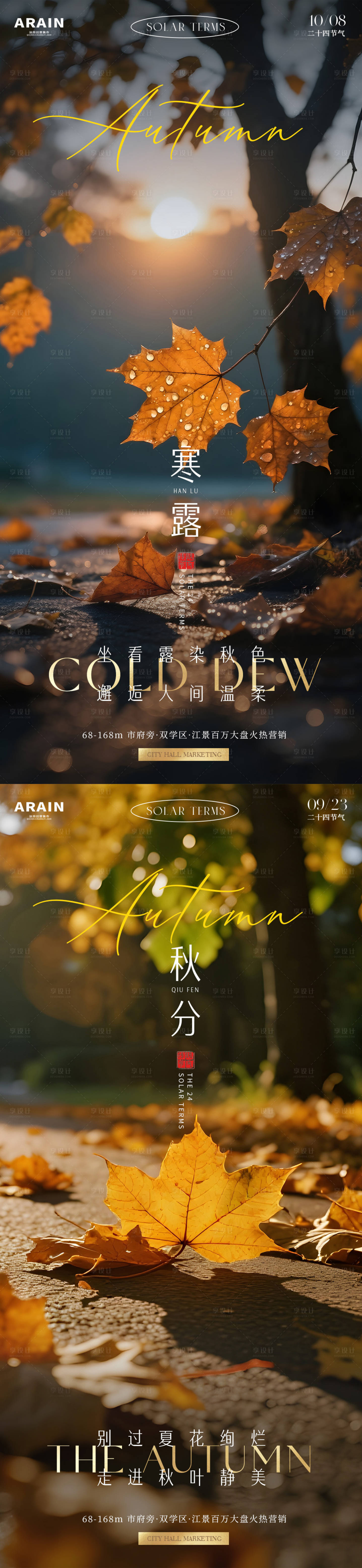 源文件下載【享設計】搜索編號：96740033061495328【秋分寒露落葉風景攝影海報】