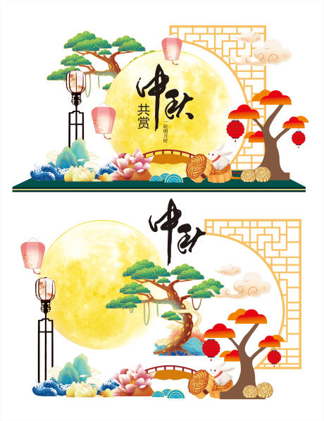 源文件下載【享設(shè)計】搜索編號：63510033124699657【中秋月餅美陳堆頭矢量活動裝飾】