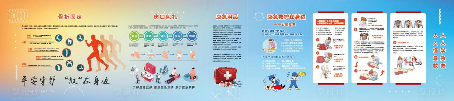 源文件下载【享设计】搜索编号：99200032969213166【应急救护文化墙展板】