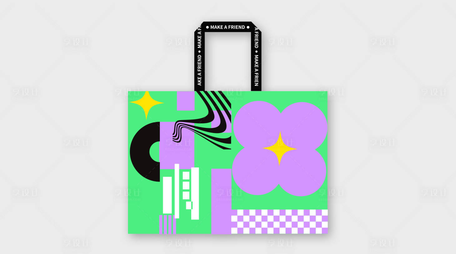 源文件下载【享设计】搜索编号：33400023546111710【创意艺术潮流编织手提袋】