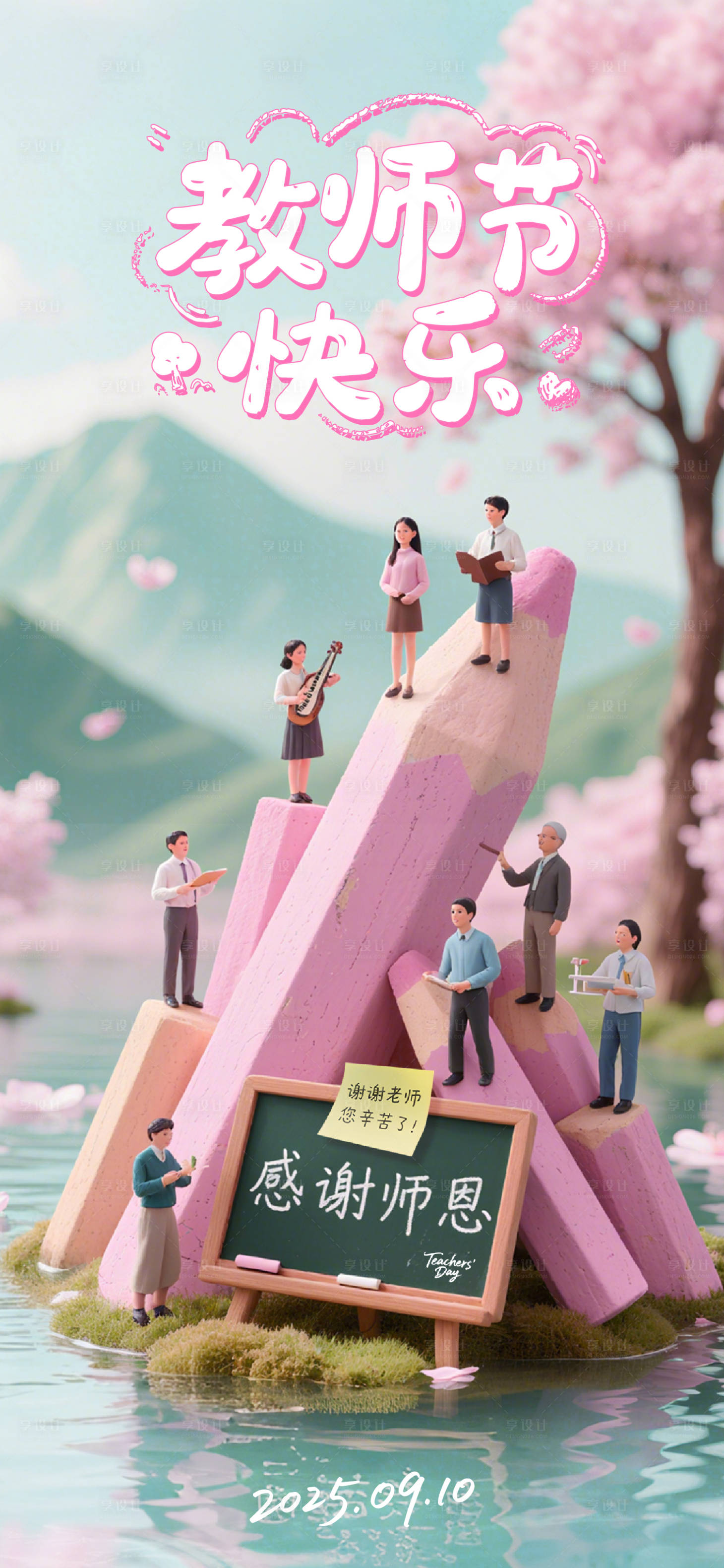 源文件下载【享设计】搜索编号：88620032994016130【教师节微距海报】