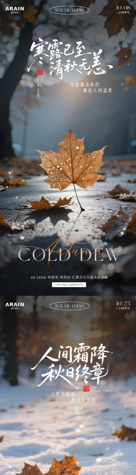 源文件下载【享设计】搜索编号：39510033160369202【寒露霜降落叶风景摄影地产海报】