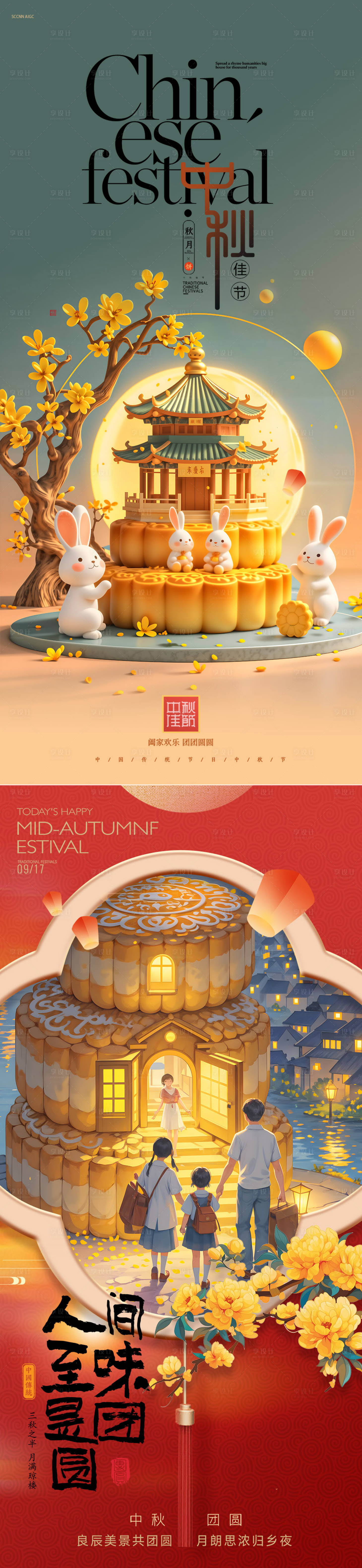源文件下载【享设计】搜索编号：80300033041737575【中秋节地产海报】