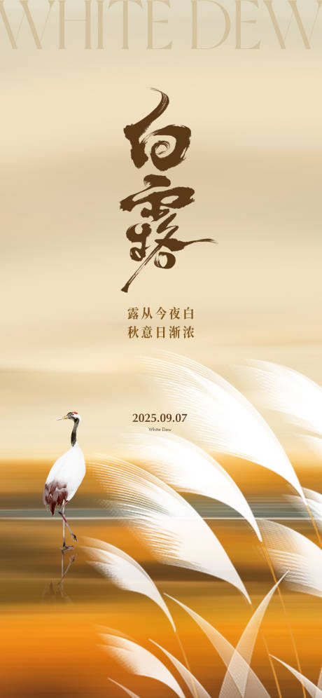 源文件下载【享设计】搜索编号：80670032831334939【白露节气芦苇白鹤微单】