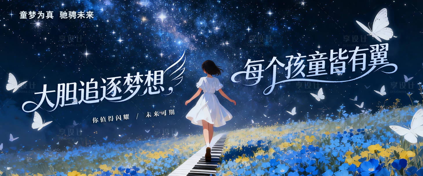 源文件下载【享设计】搜索编号：74570033263784408【儿童星空鲜花童梦活动背景板】