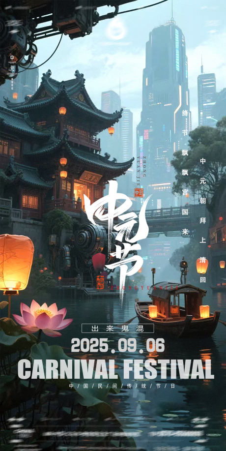 源文件下载【享设计】搜索编号：57670032909533507【酒吧中元节KTV海报电商背景节日】