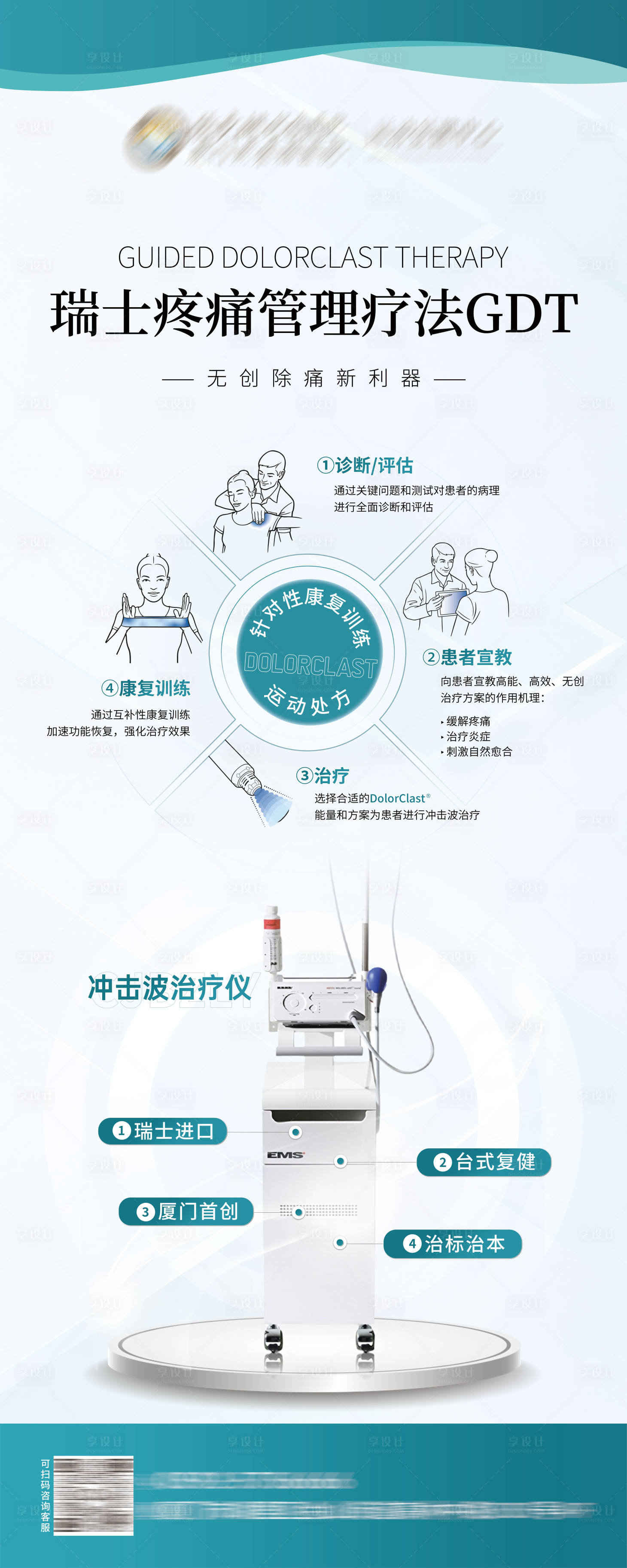 源文件下載【享設(shè)計】搜索編號：65580033022062784【醫(yī)院沖擊波儀器易拉寶】