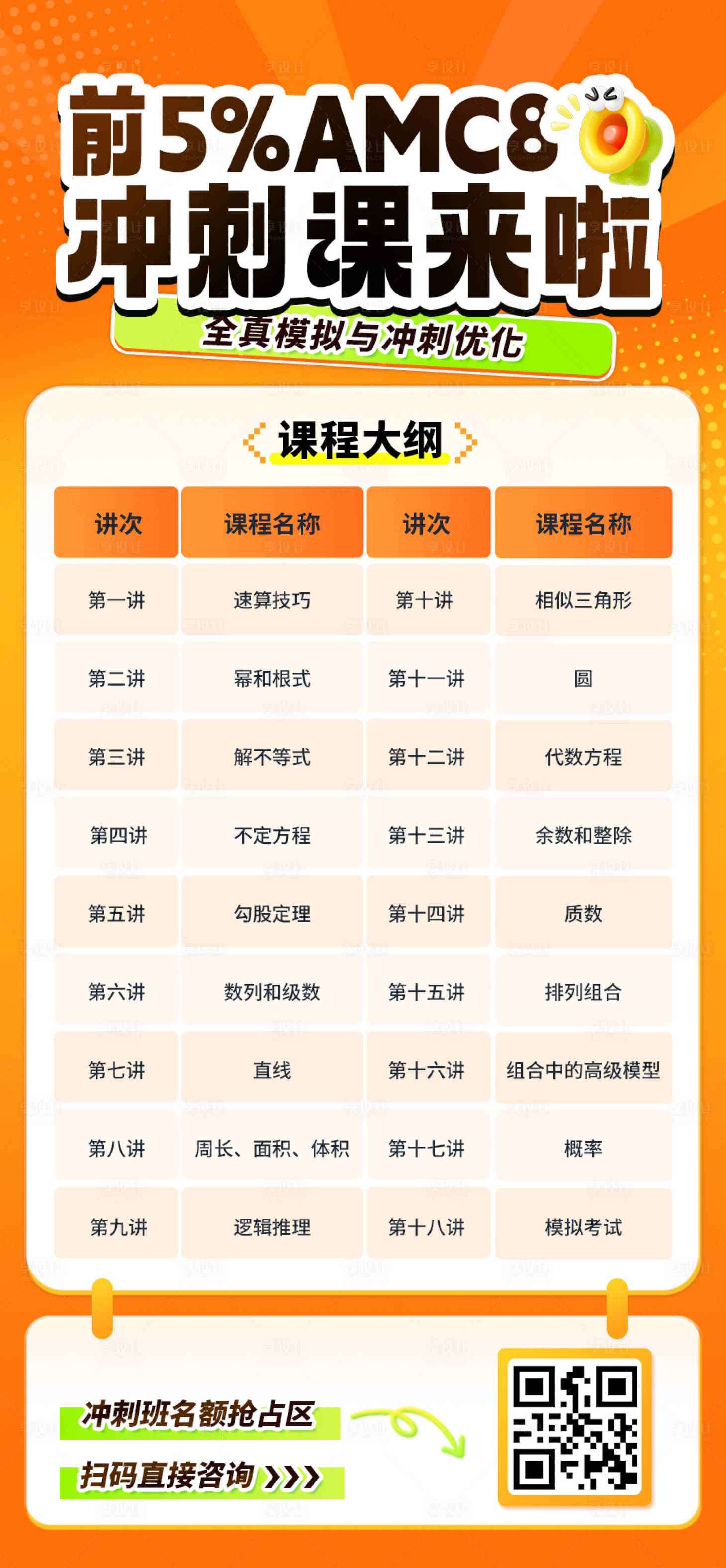 源文件下载【享设计】搜索编号：65380033096534392【前百分之5AMC8冲刺课来啦海报】