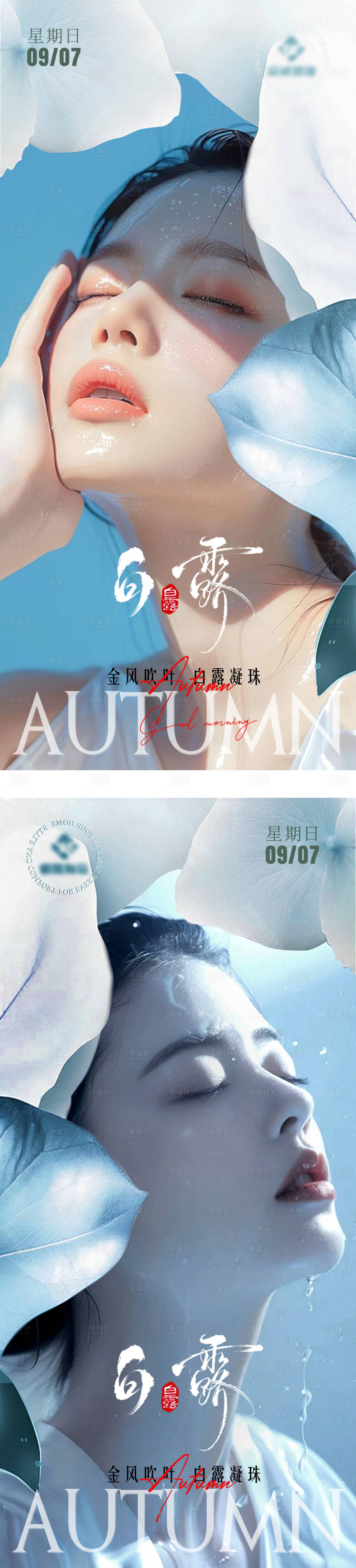 源文件下载【享设计】搜索编号：83630032917014045【美业白露系列海报】