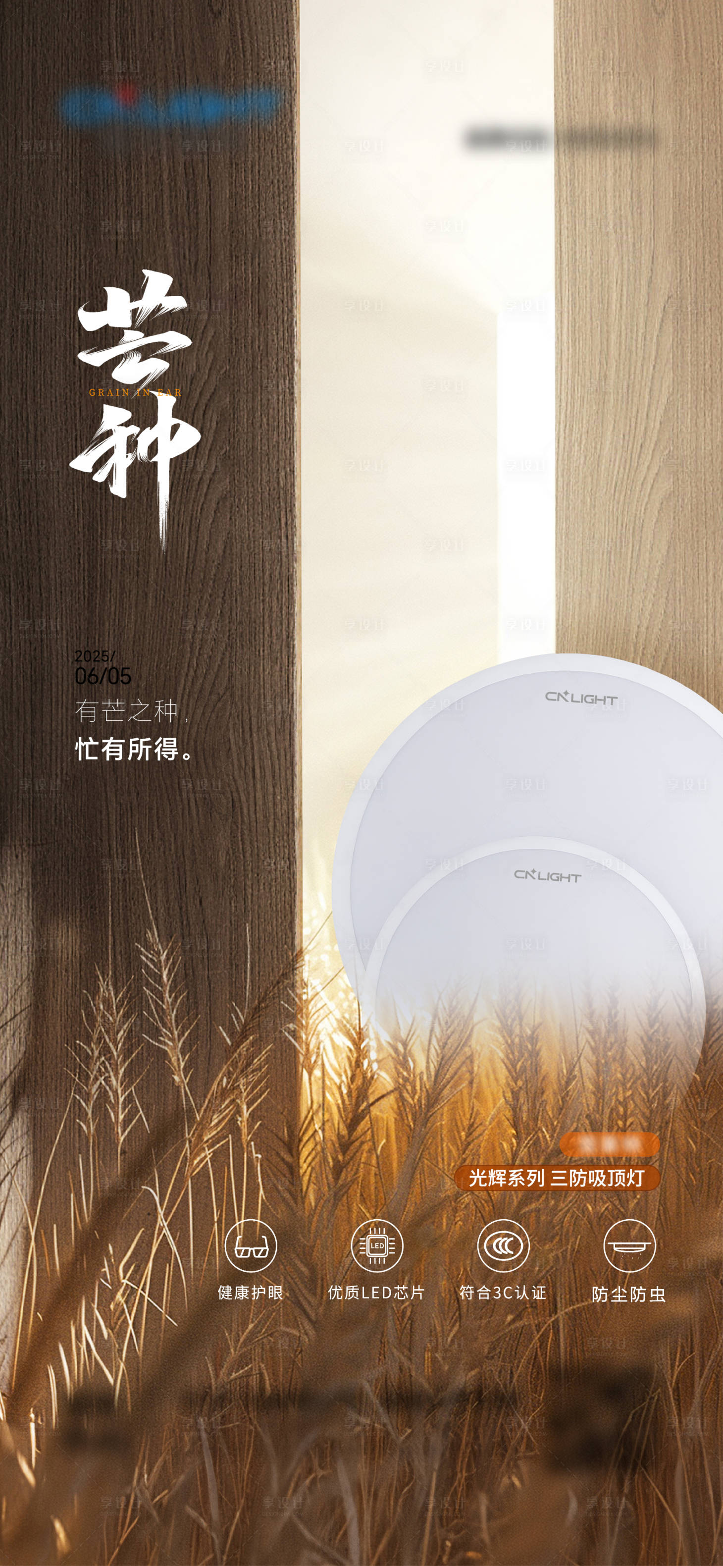 源文件下载【享设计】搜索编号：88820033088158702【照明芒种节气海报】