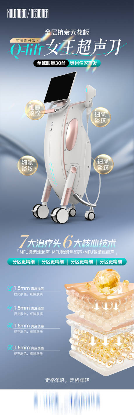 源文件下载【享设计】搜索编号：98810033671377356【女王超声刀长图海报】