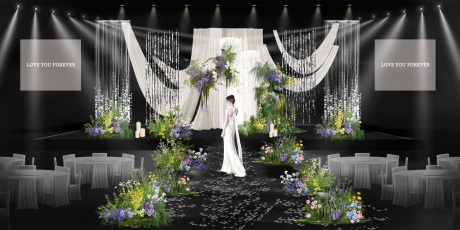 源文件下载【享设计】搜索编号：97680033786714594【紫绿色自然风线帘婚礼】