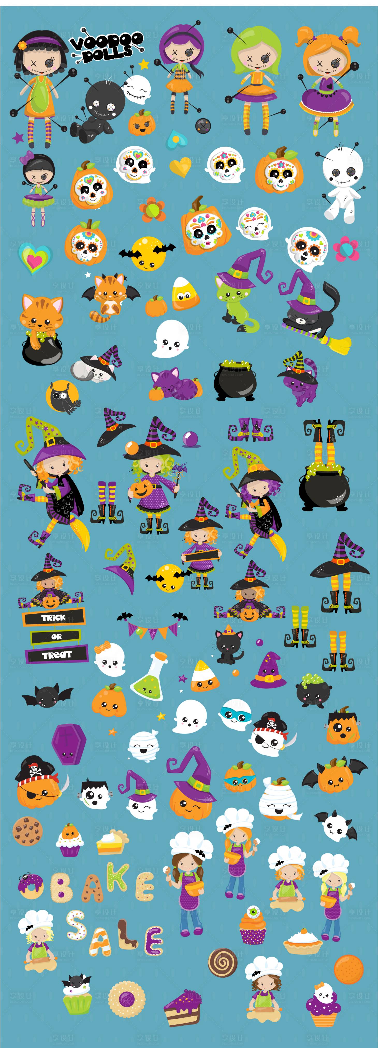 源文件下载【享设计】搜索编号：43930033765739021【万圣节卡通可爱插画贴纸】