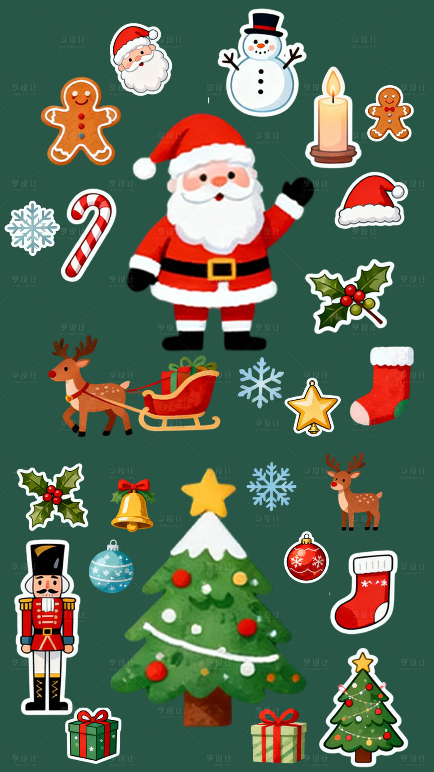 源文件下载【享设计】搜索编号：32130033799791216【手绘插画风圣诞贴纸】