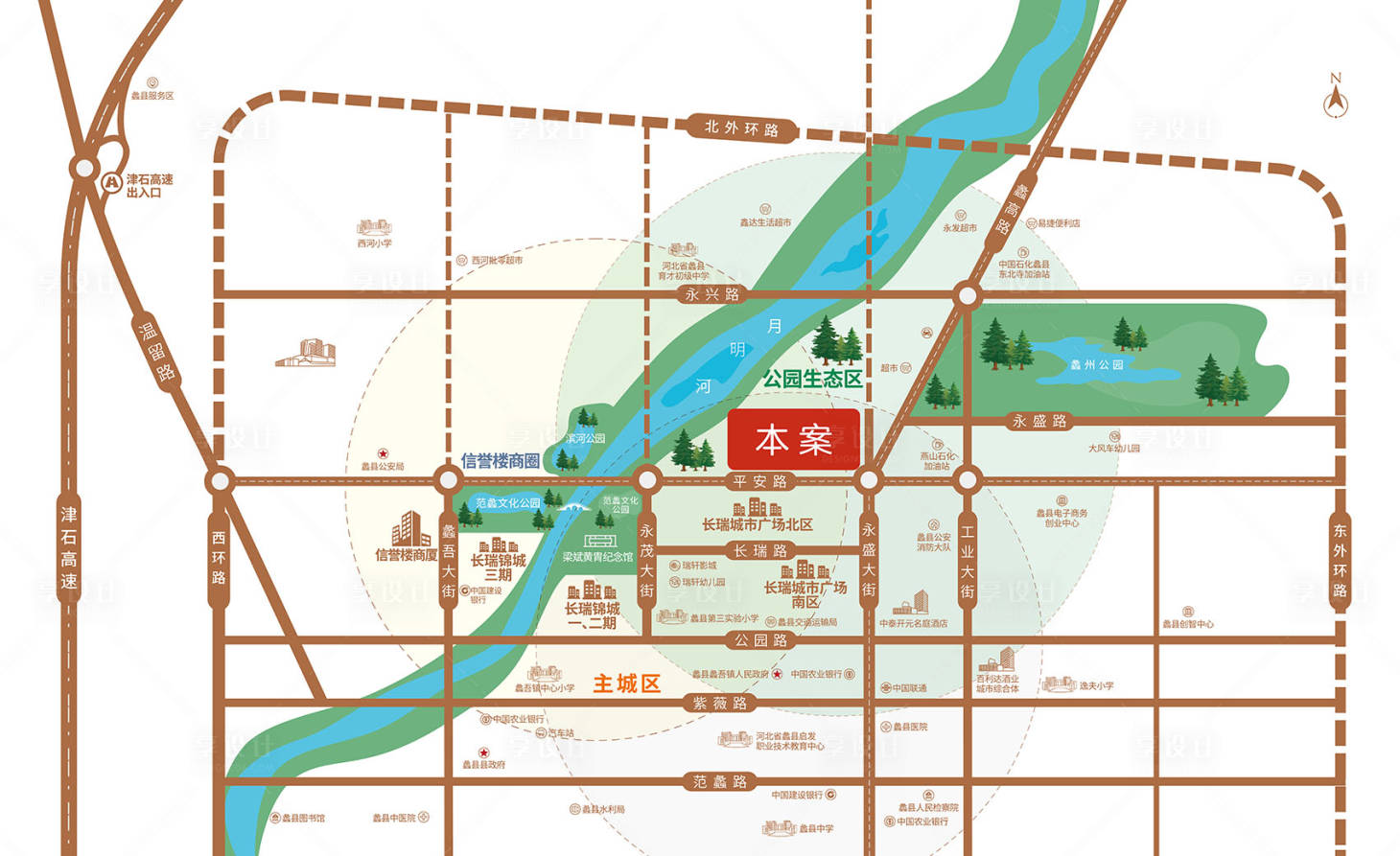 源文件下载【享设计】搜索编号：71010033782665967【地产区位图】