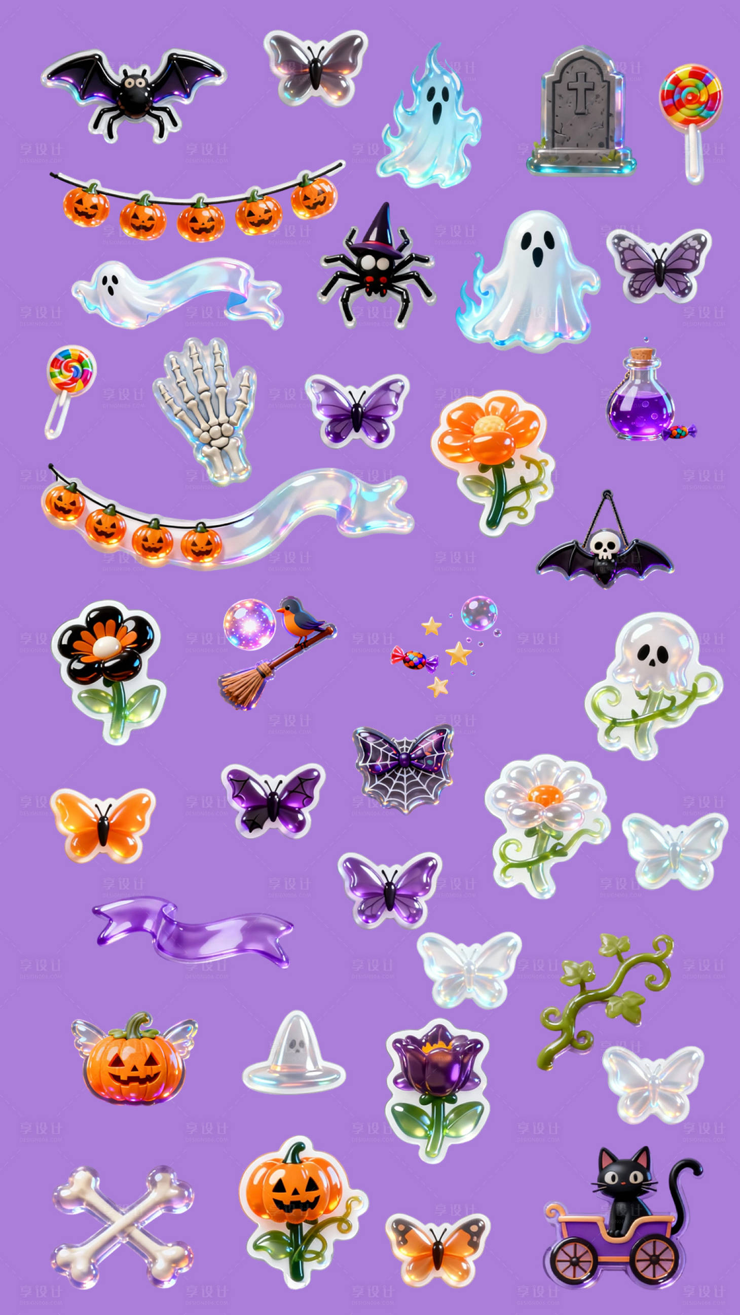 源文件下载【享设计】搜索编号：22960033799767825【万圣节免扣立体贴纸】