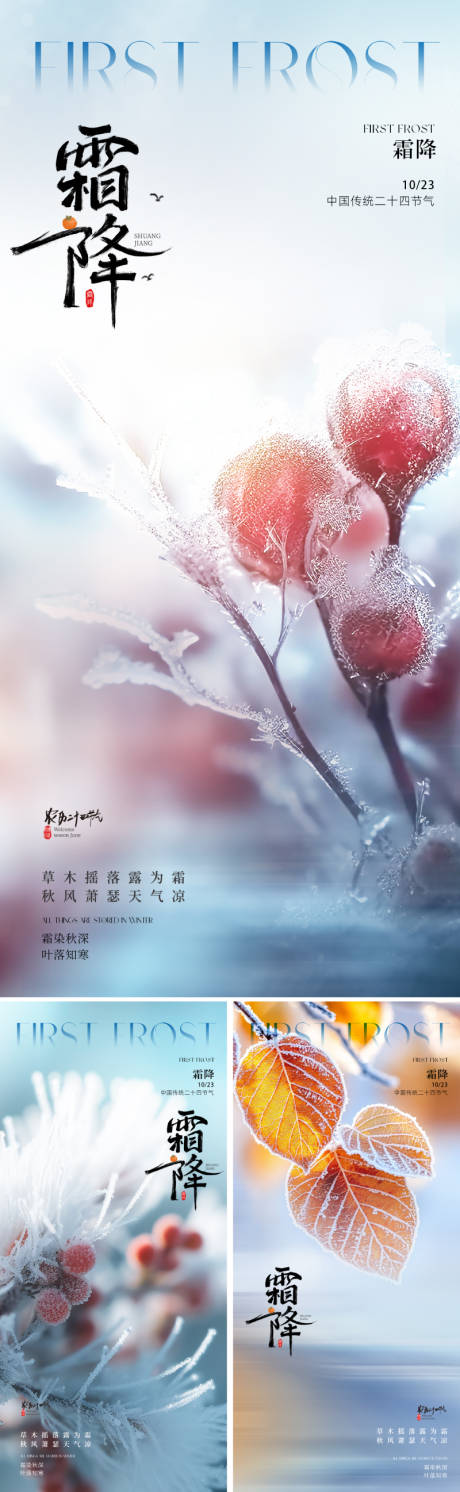 源文件下载【享设计】搜索编号：73660033415449478【现代简约霜降节气海报】