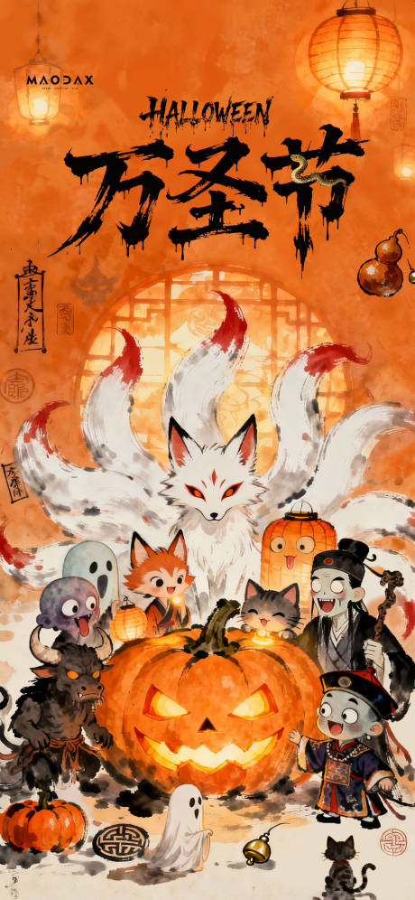 源文件下载【享设计】搜索编号：37640033791935634【万圣节插画海报】