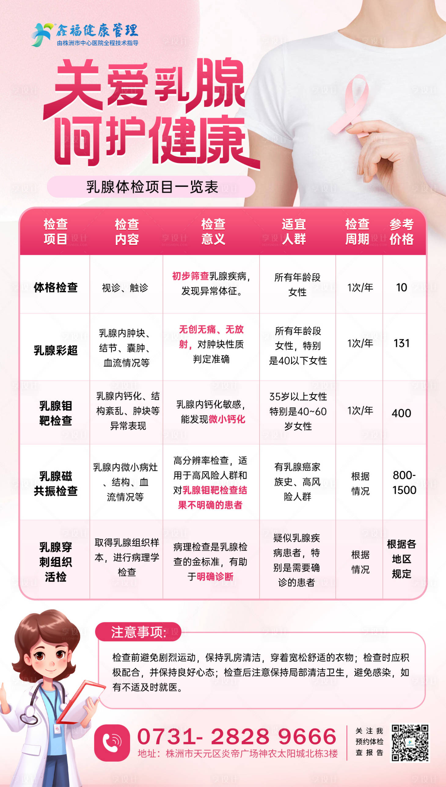 源文件下载【享设计】搜索编号：28950033756006648【乳腺检查项目对比海报】