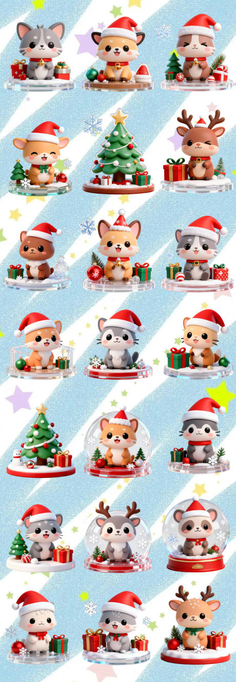 源文件下载【享设计】搜索编号：88540033757436963【小动物过圣诞贴纸】